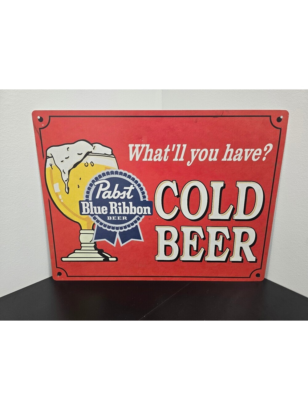 Pabst Blue Ribbon PBR Cold Beer Metal Sign 24x18